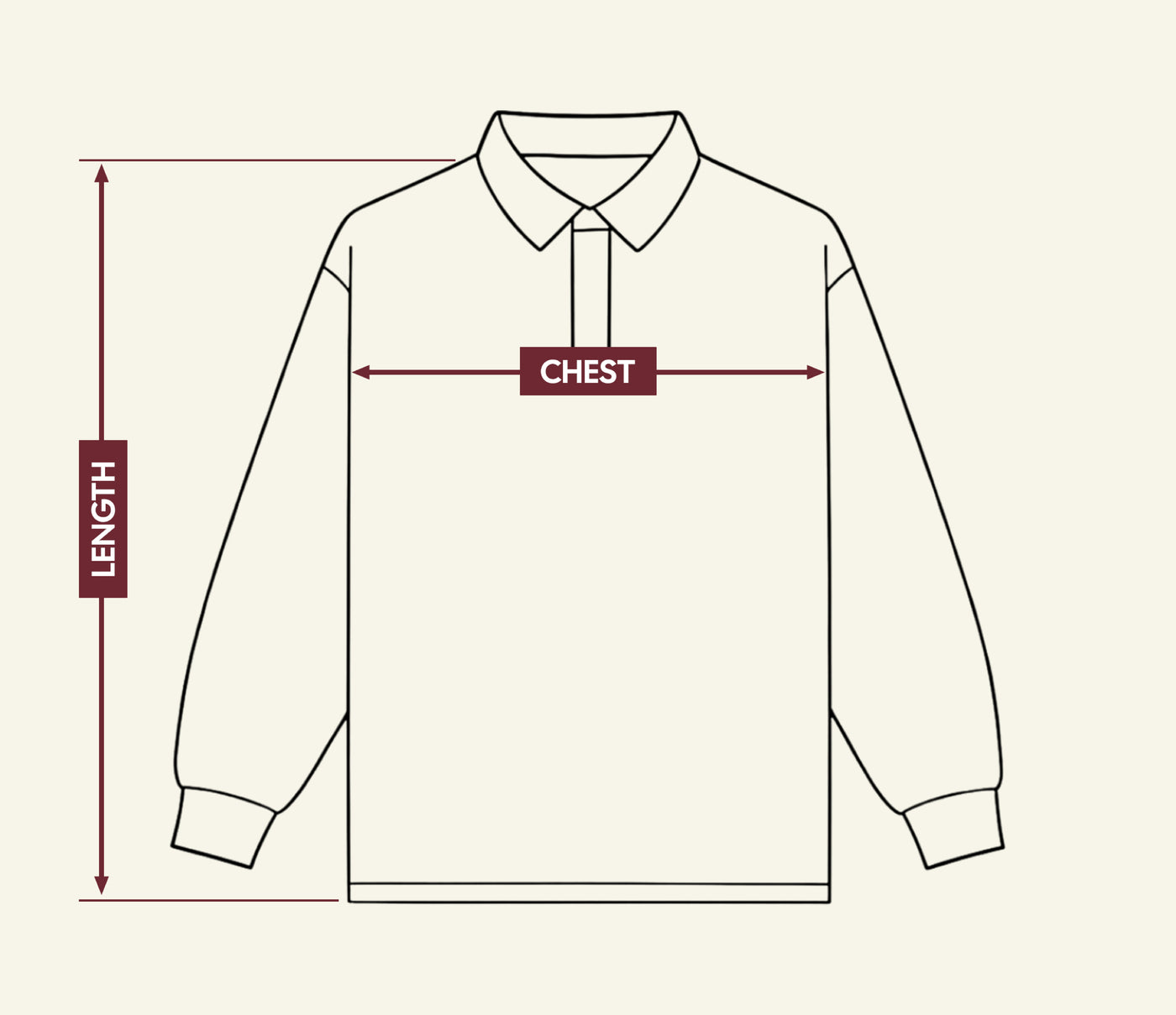 Rugby Polos size chart — front