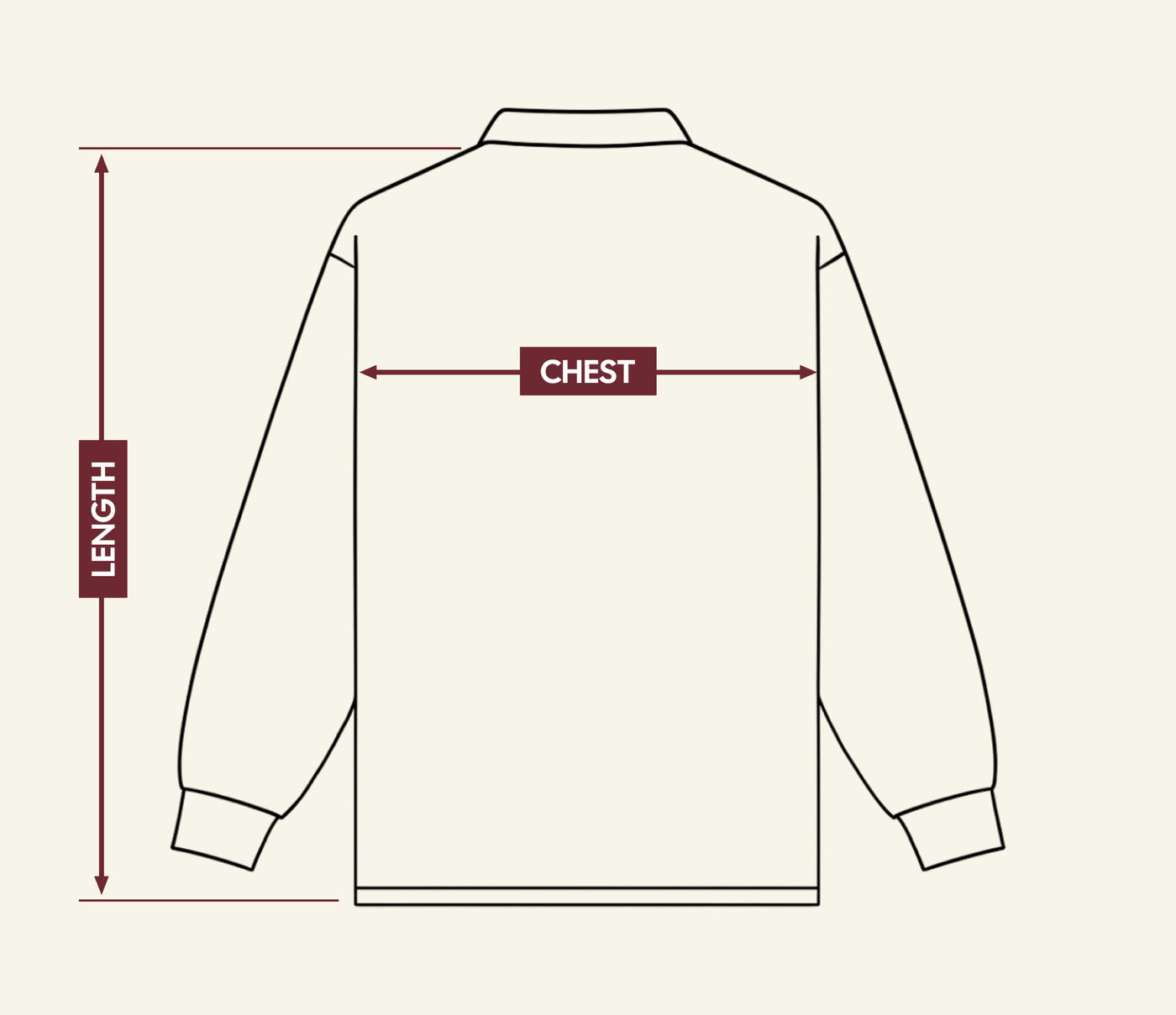 Rugby Polos size chart — back