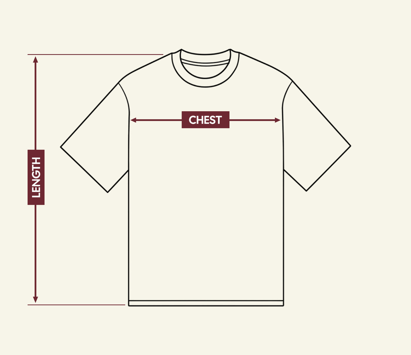 Tees size chart — front