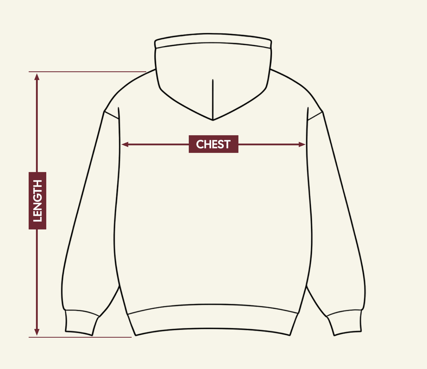 Hoodies size chart — back