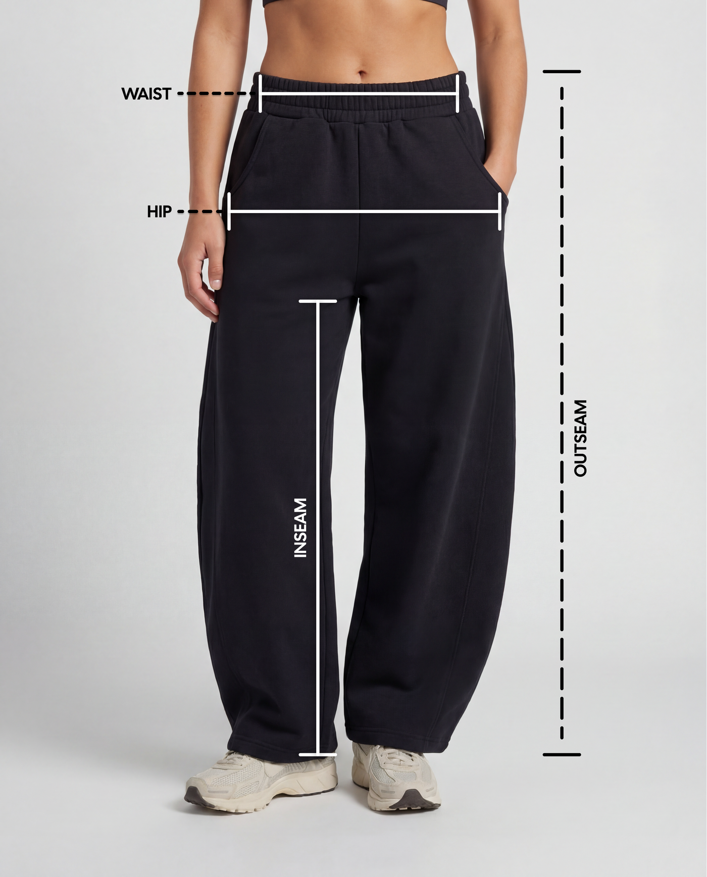 Sweatpants size chart — front